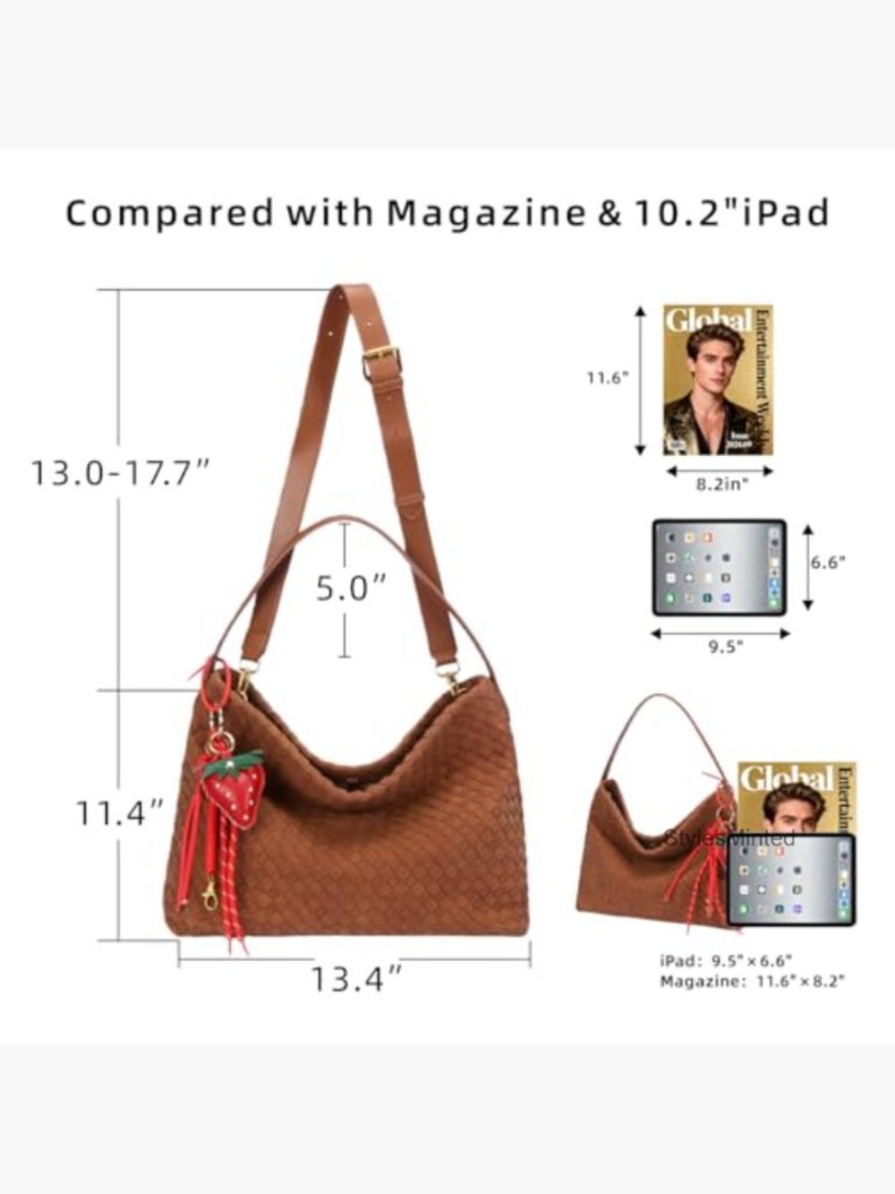 Woven Suede Shoulder Bag Tote Hobo Satchel Crossbody Work Travel Handbag 2025 - Picture 4 of 8